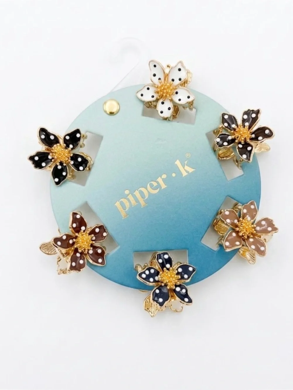 NWT ⚜️🖤⚜️ Piper K Enamel Flower Mini Hair Claw Clip Set of 6